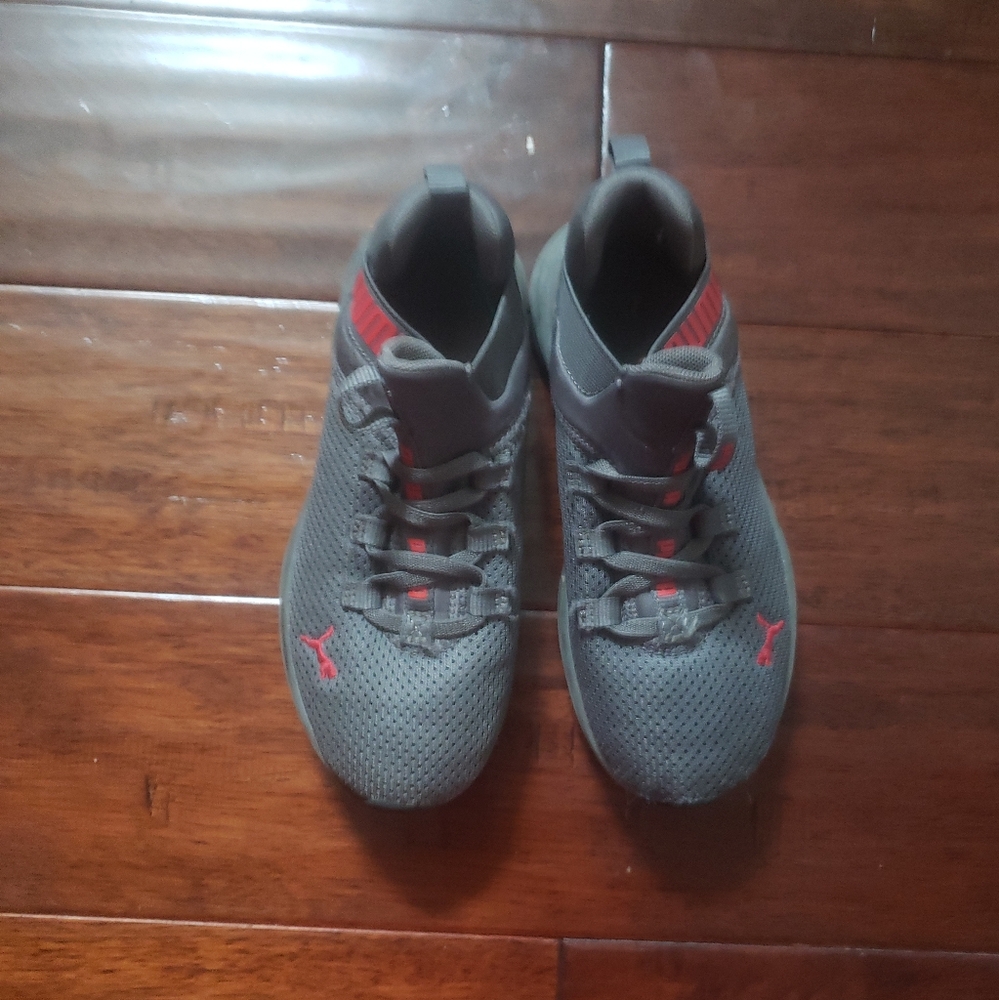 Boys Gray & Red Puma Slip ons